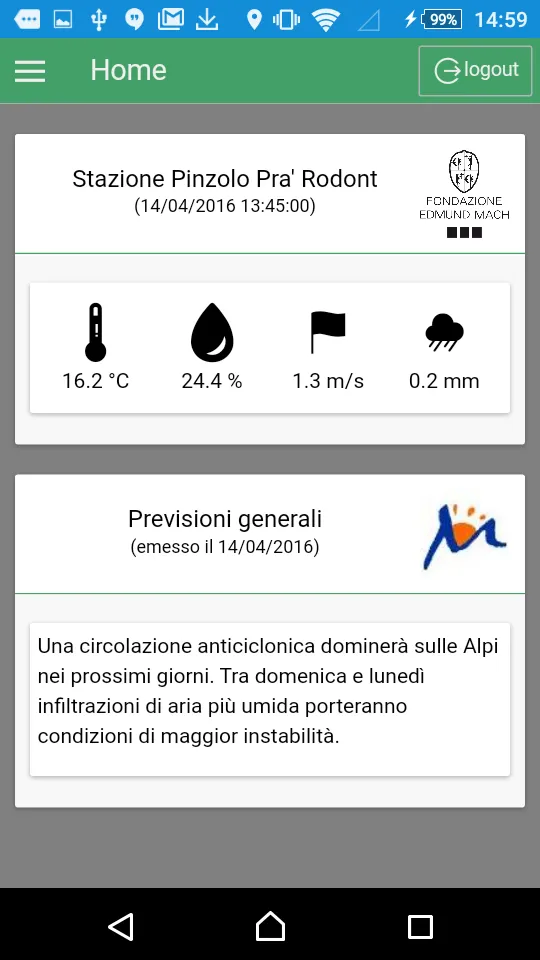 FEM Dati Meteo Trentino | Indus Appstore | Screenshot