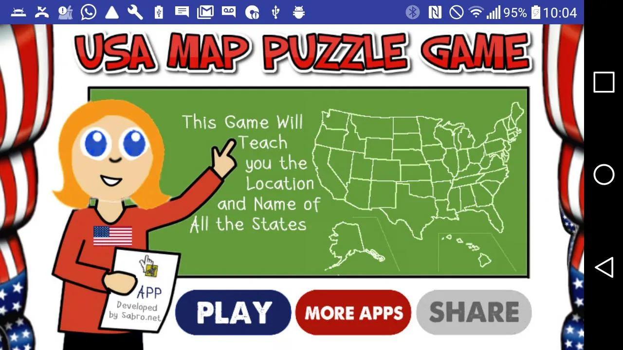 USA MAP 50 States Puzzle Game | Indus Appstore | Screenshot