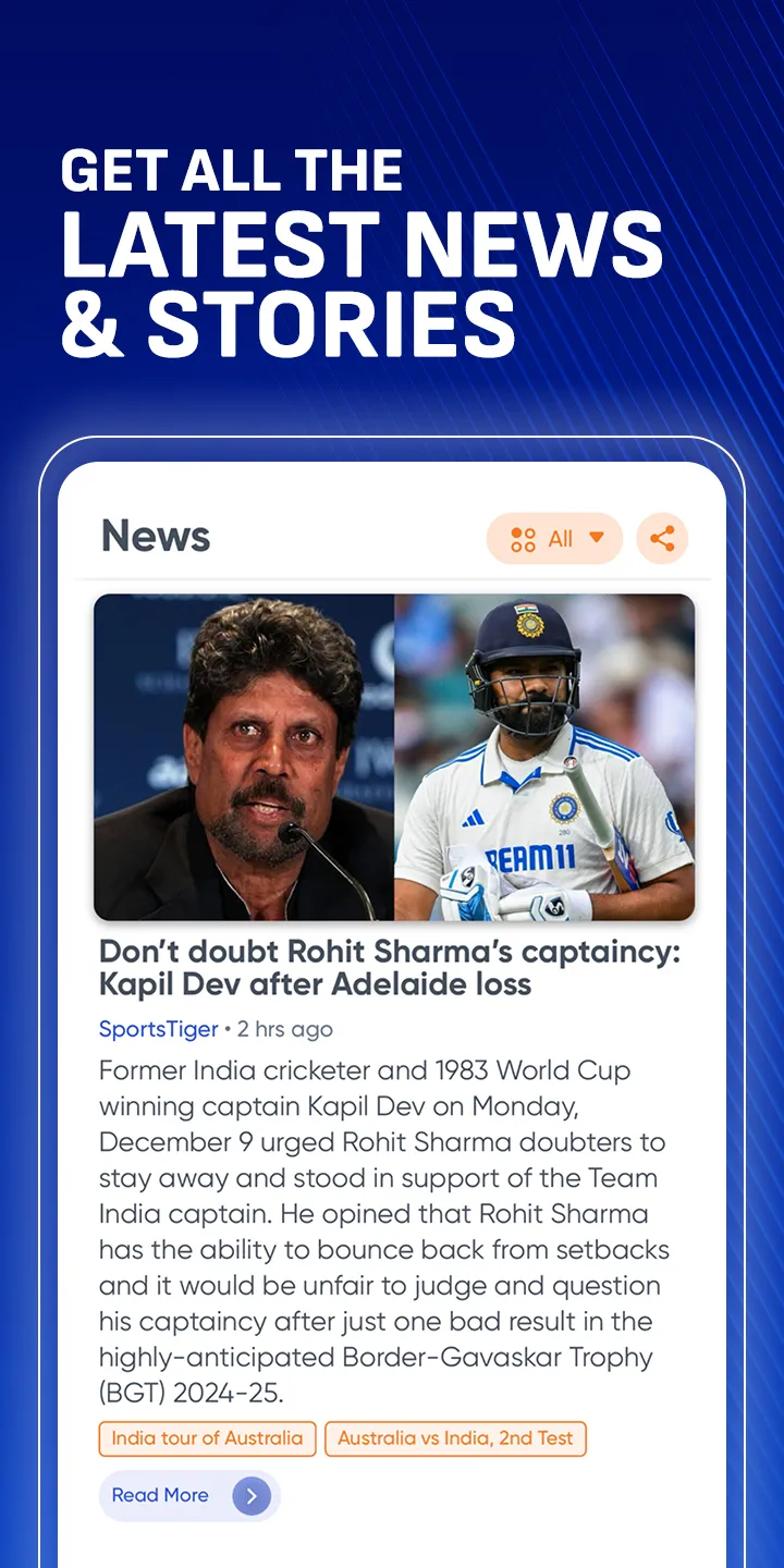 SportsTiger Live Score & News | Indus Appstore | Screenshot