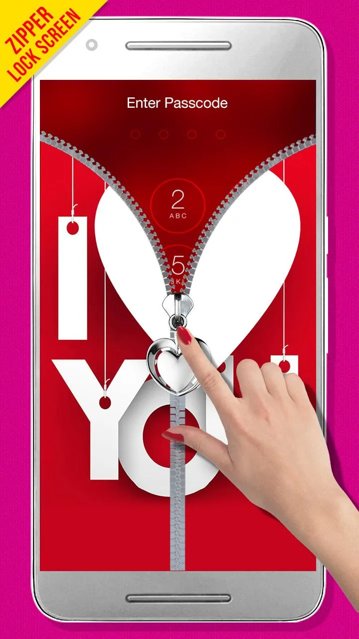 I Love You Zipper Lock Screen | Indus Appstore | Screenshot