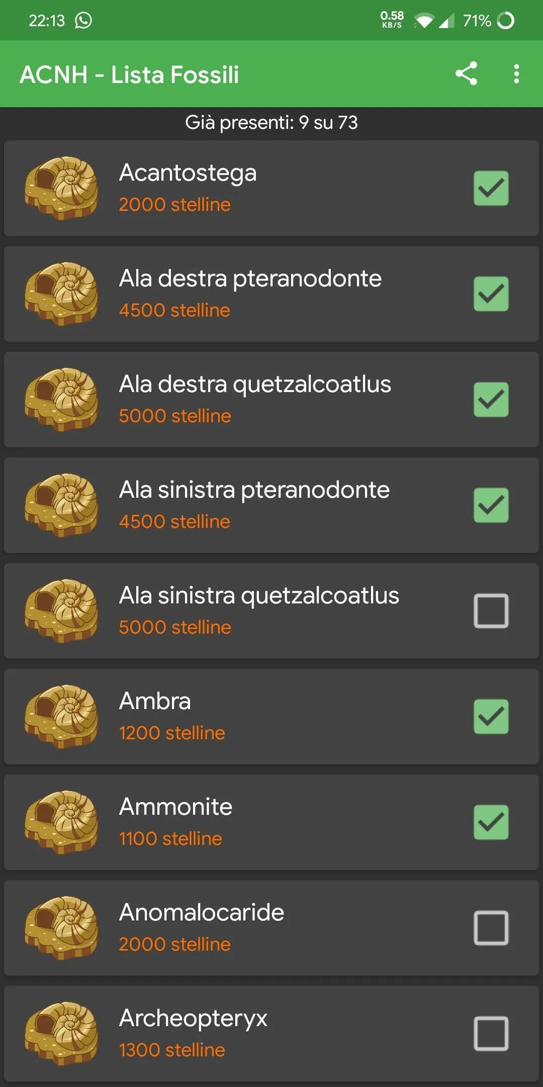 ACNH - Lista Fossili | Indus Appstore | Screenshot