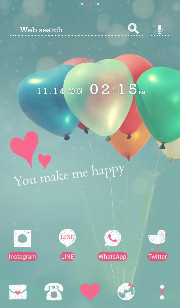 Heart Balloons +HOME Theme | Indus Appstore | Screenshot