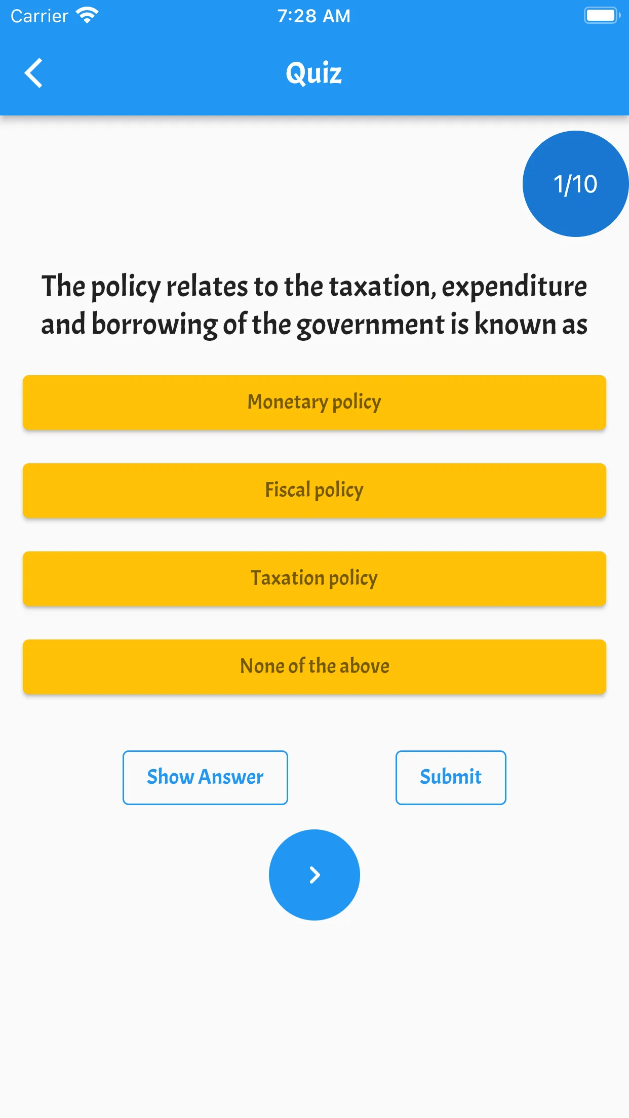 Economics Quiz | Indus Appstore | Screenshot