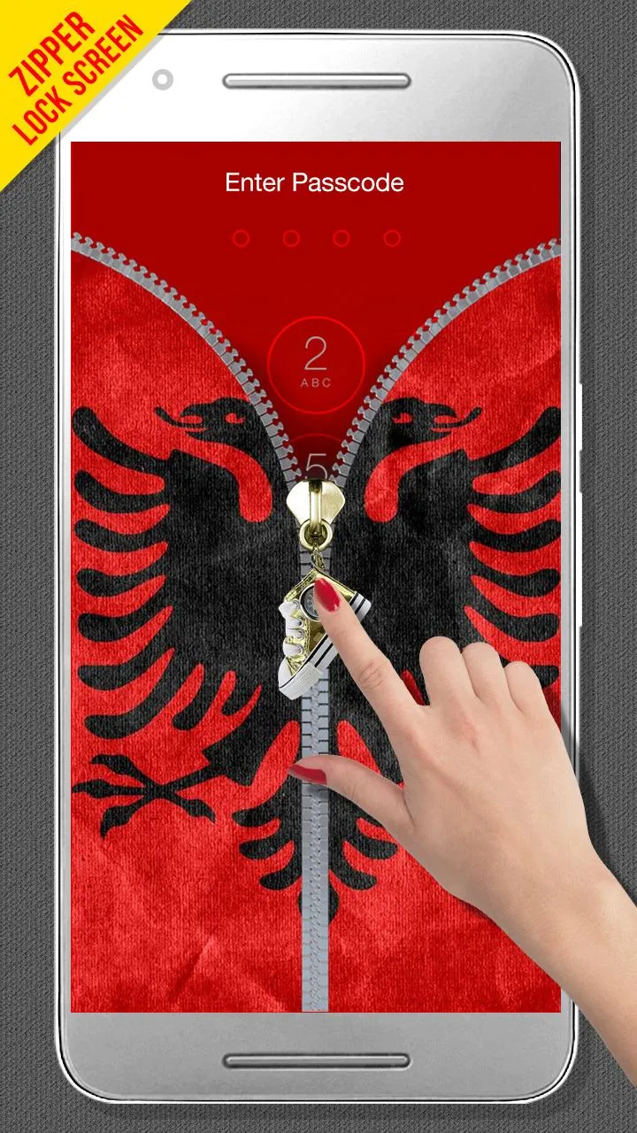 Albania Flag Zipper LockScreen | Indus Appstore | Screenshot