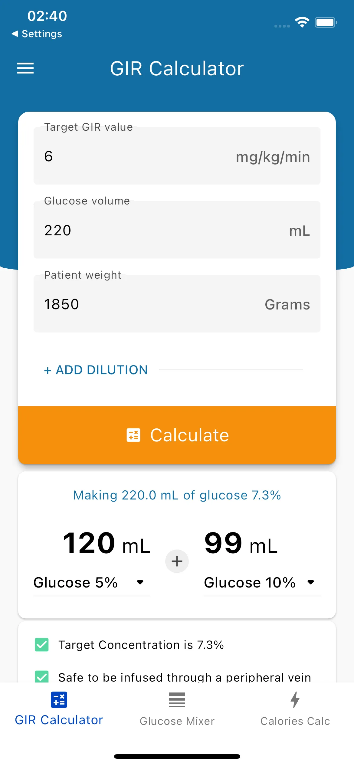 Dextrose Calc - GIR Calculator | Indus Appstore | Screenshot