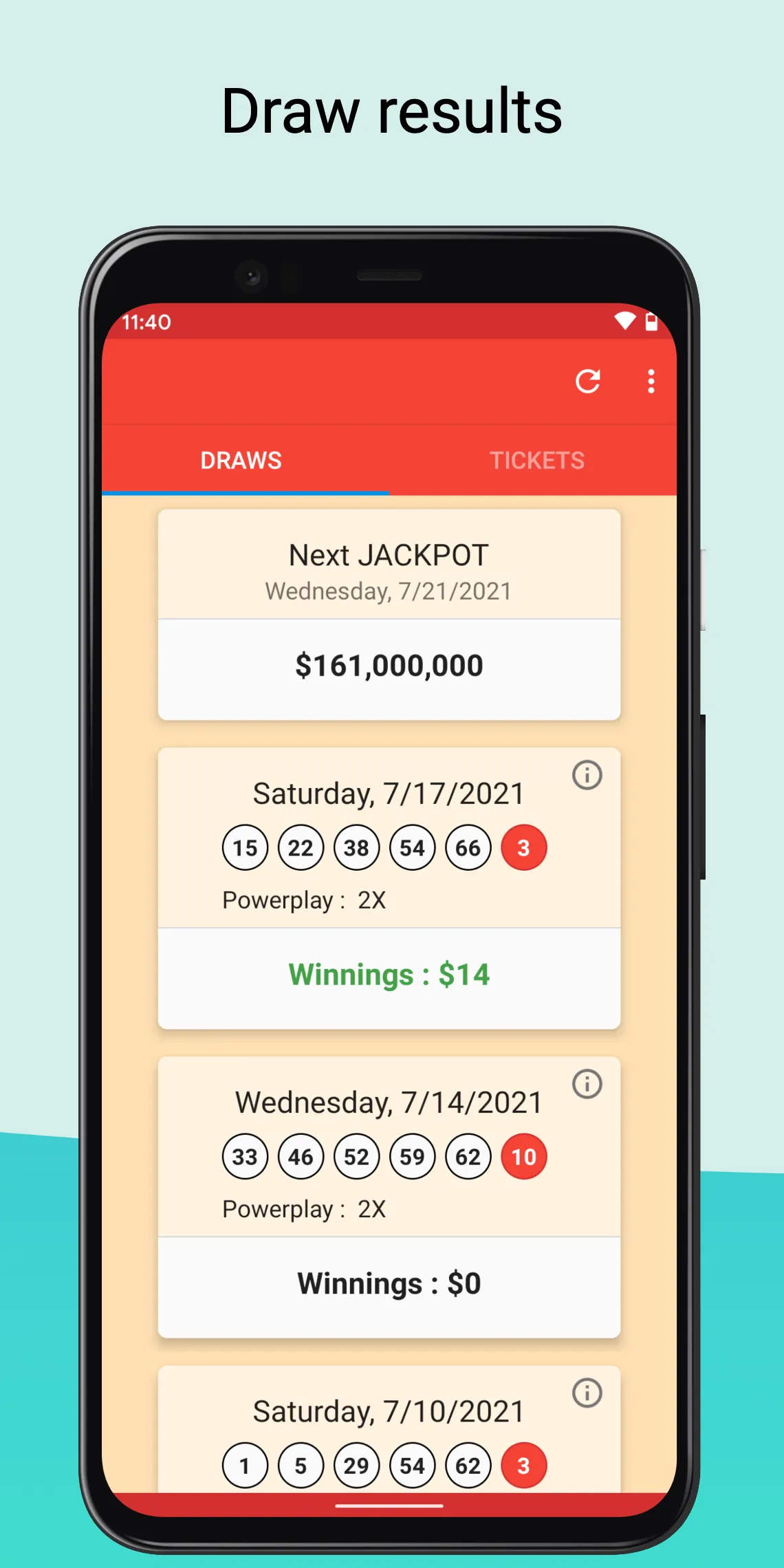 Results Powerball Megamillions | Indus Appstore | Screenshot