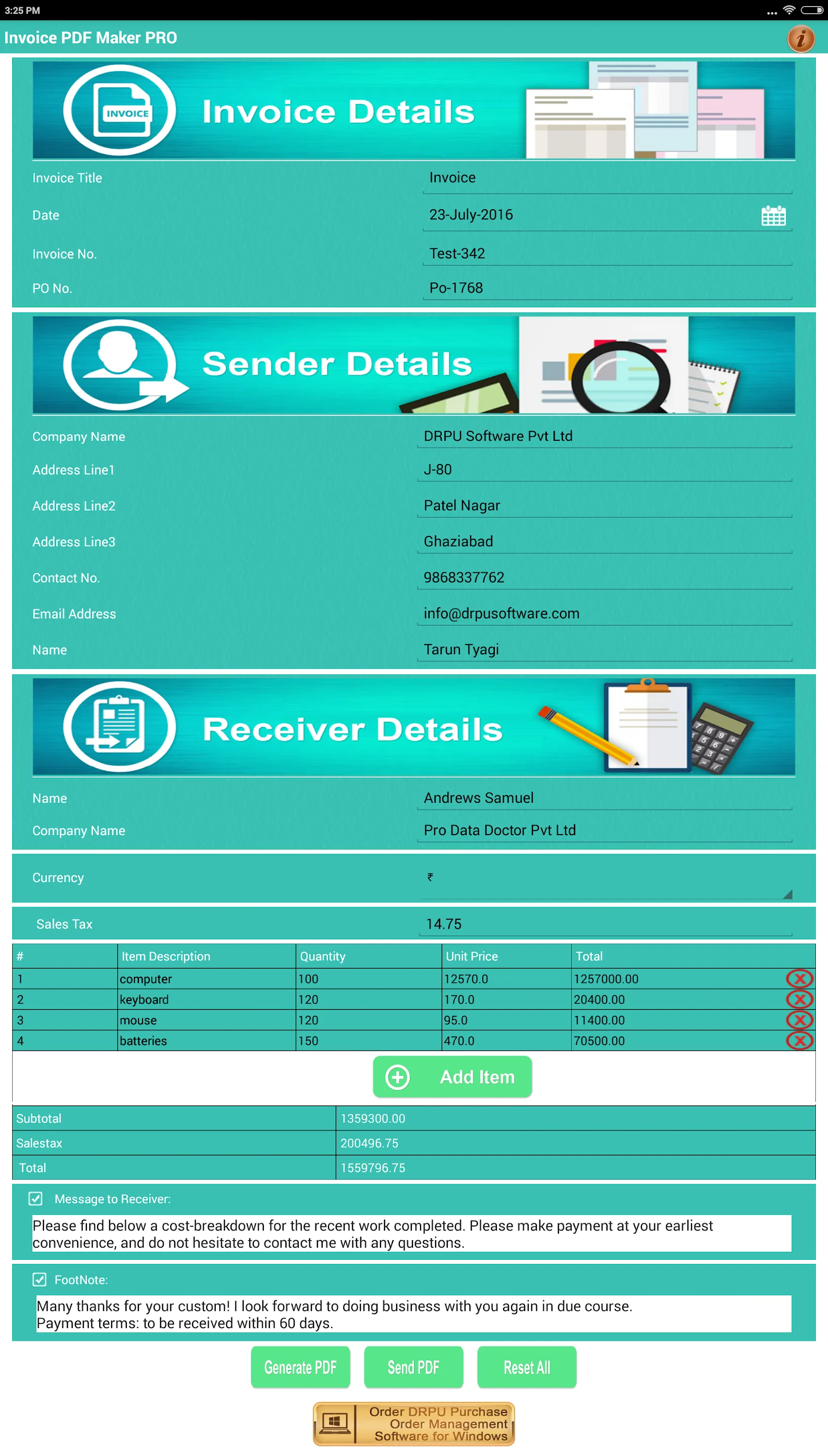 Invoice PDF Maker for Mobile | Indus Appstore | Screenshot