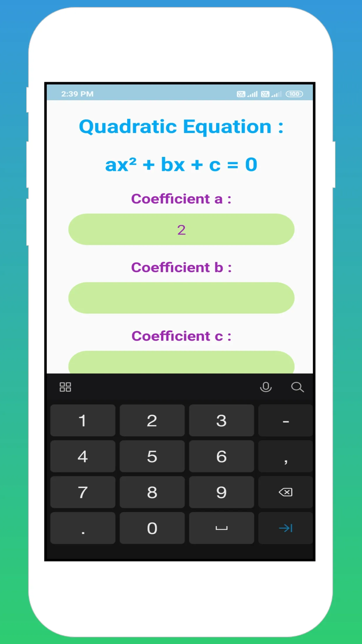 Quadratic Equation Roots Solve | Indus Appstore | Screenshot