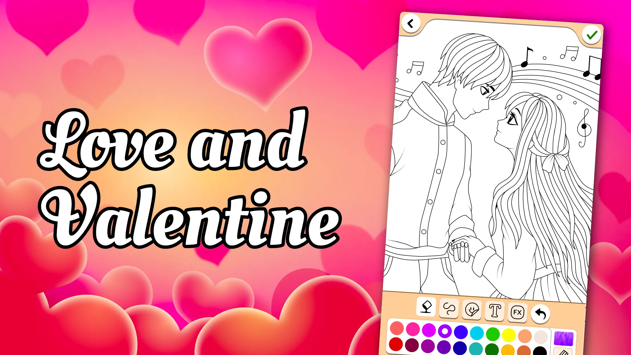 Valentines love coloring book | Indus Appstore | Screenshot