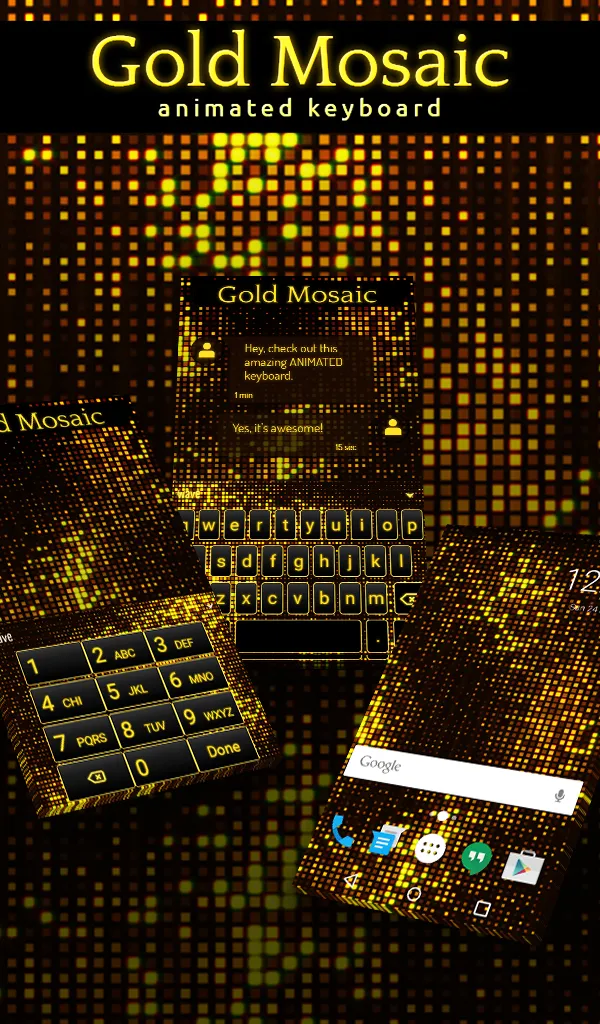 Gold Mosaic Animated Keyboard | Indus Appstore | Screenshot