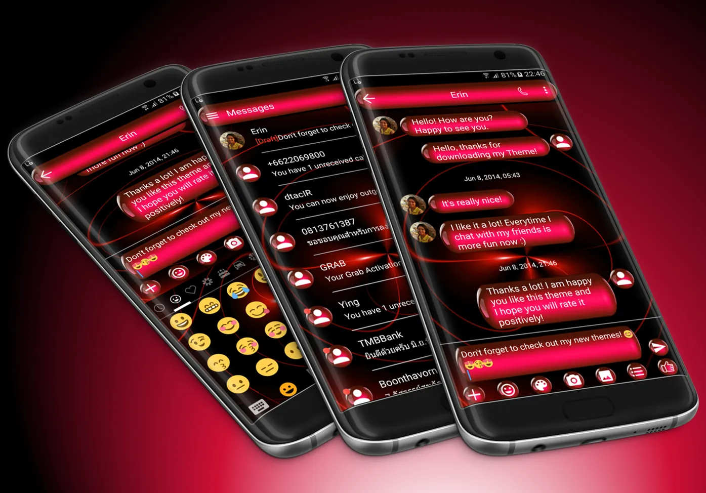 SMS Messages Spheres Red Theme | Indus Appstore | Screenshot