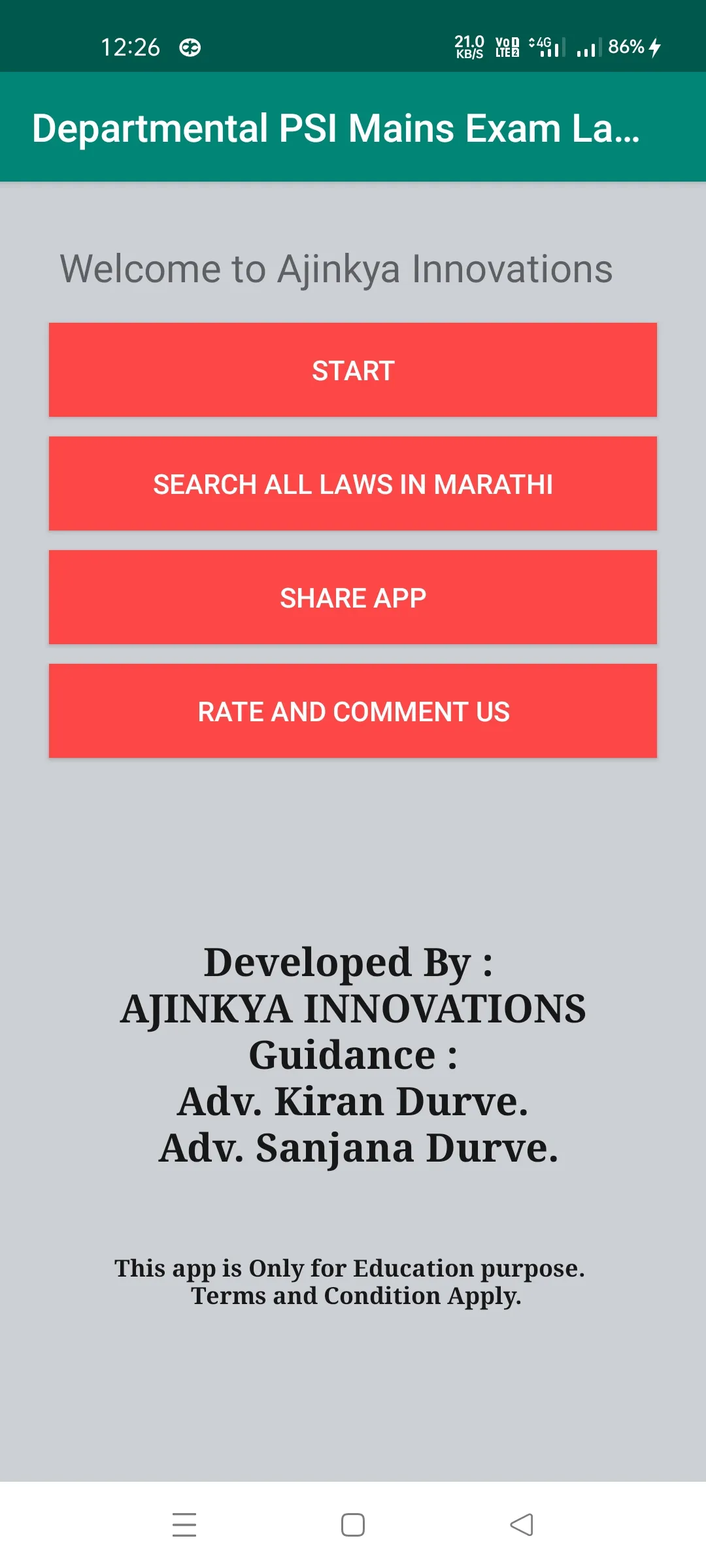 Dept PSI Mains Exam Laws | Indus Appstore | Screenshot