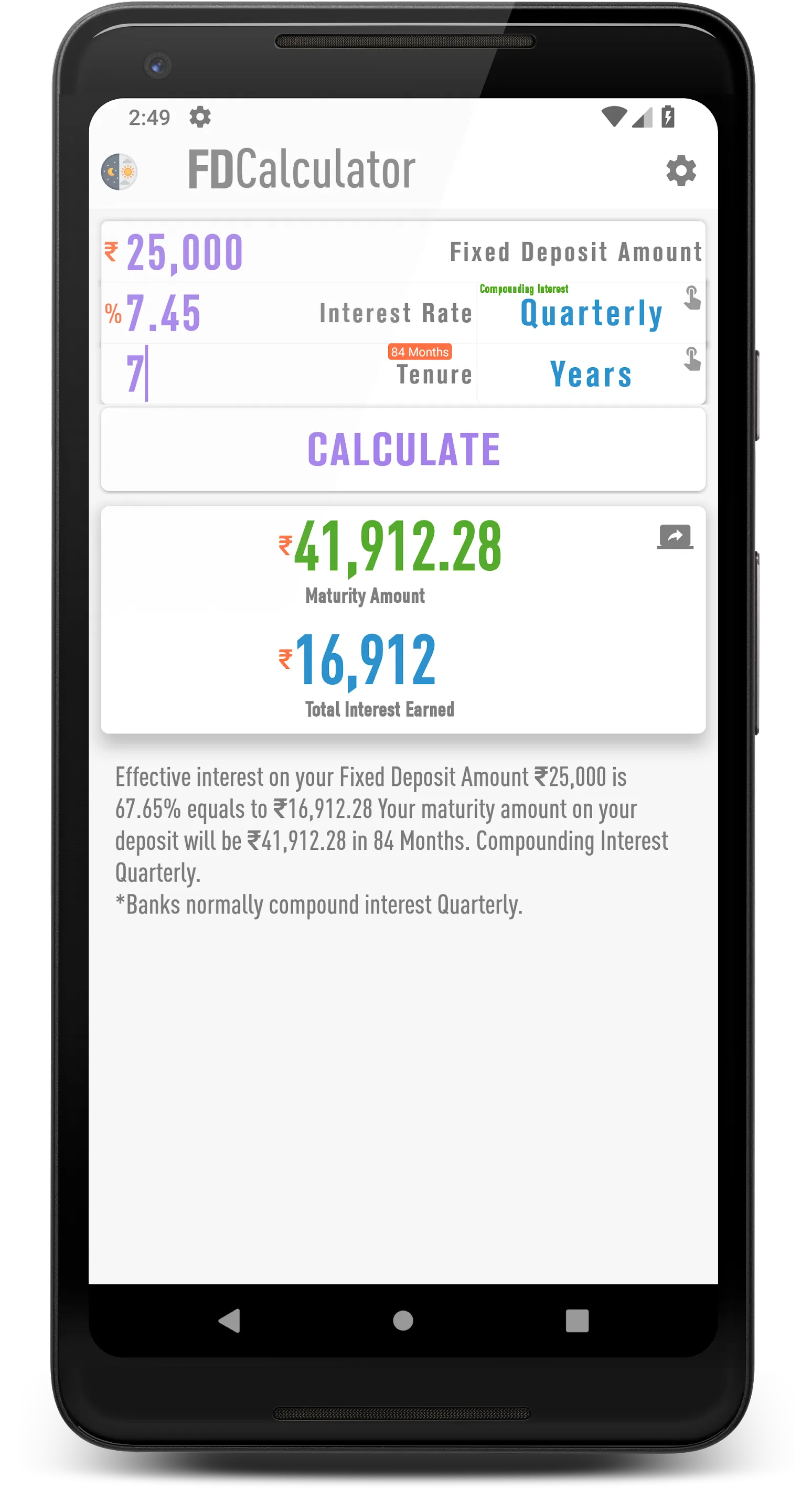 FD Deposit Calculator | Indus Appstore | Screenshot