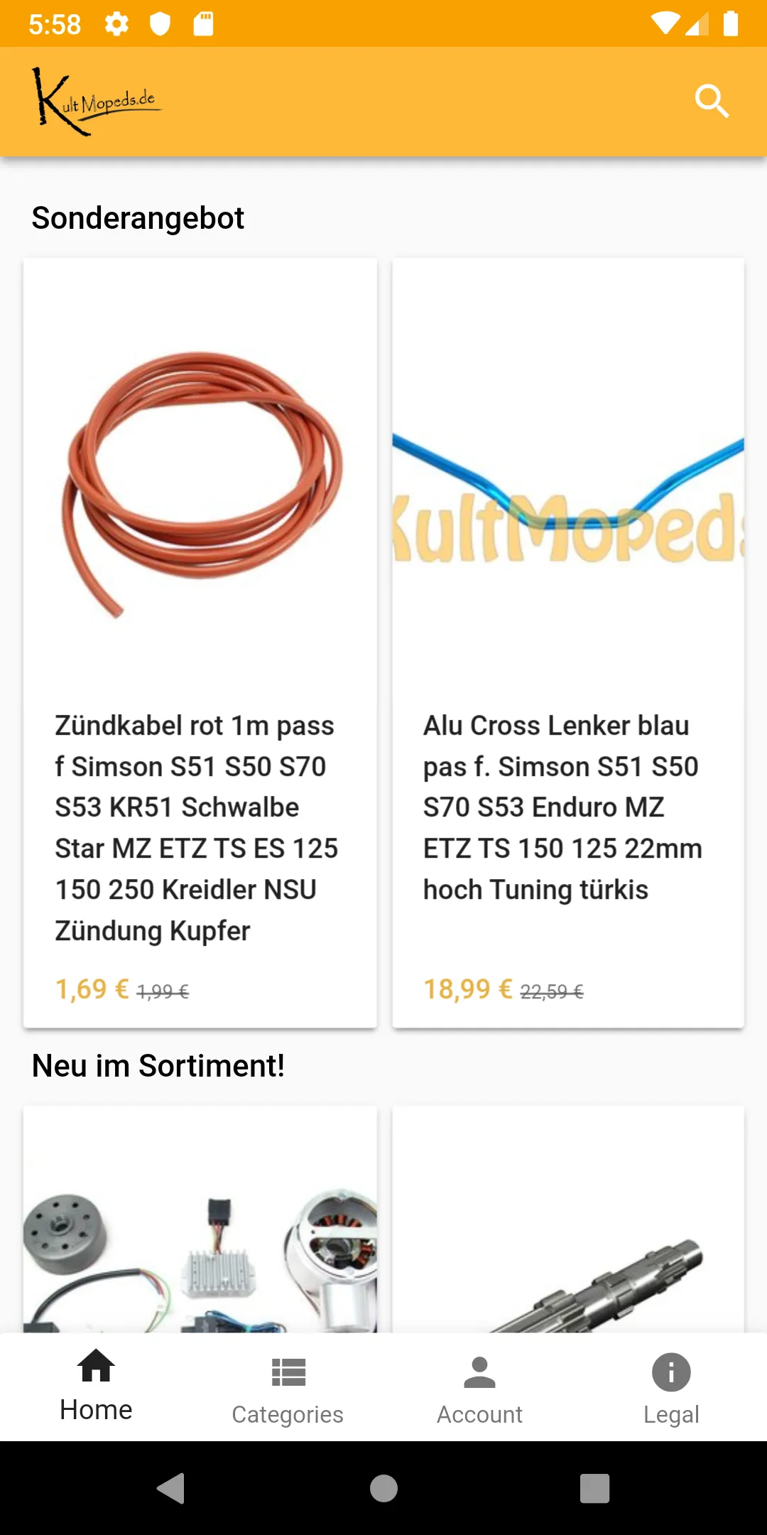 KultMopeds Ersatzteile Shop | Indus Appstore | Screenshot