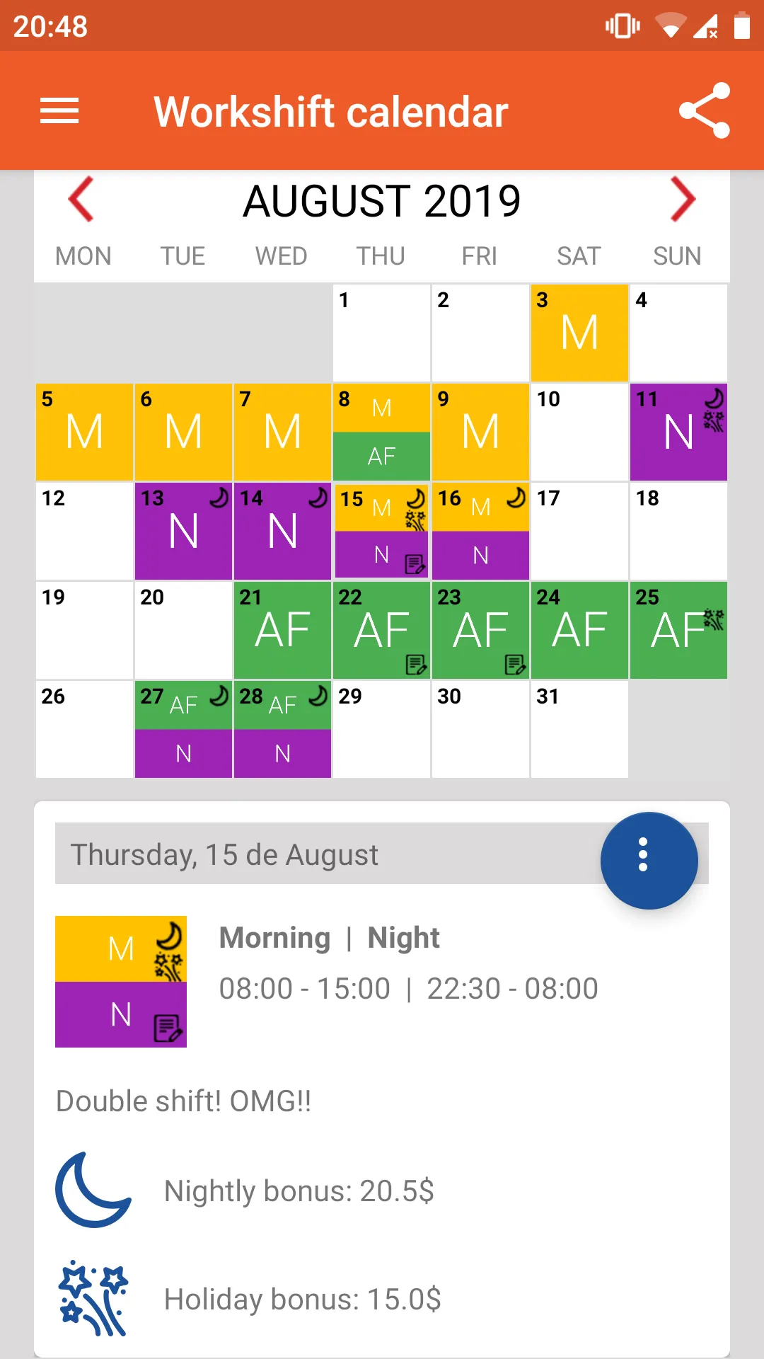 Work Shift Shedule - Calendar | Indus Appstore | Screenshot