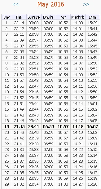 Monthly Prayer Timetable | Indus Appstore | Screenshot