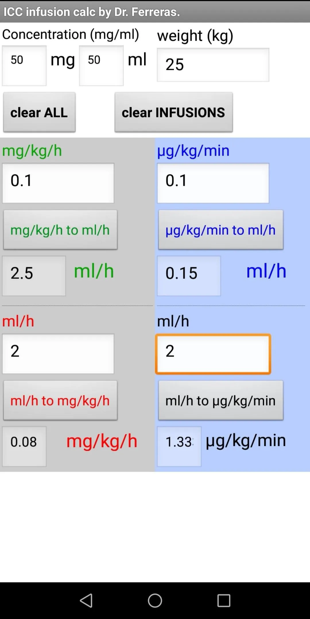 Anesthesia ICC infusion calcul | Indus Appstore | Screenshot