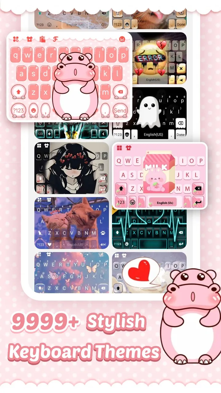 Pink Cute Hippo Theme | Indus Appstore | Screenshot