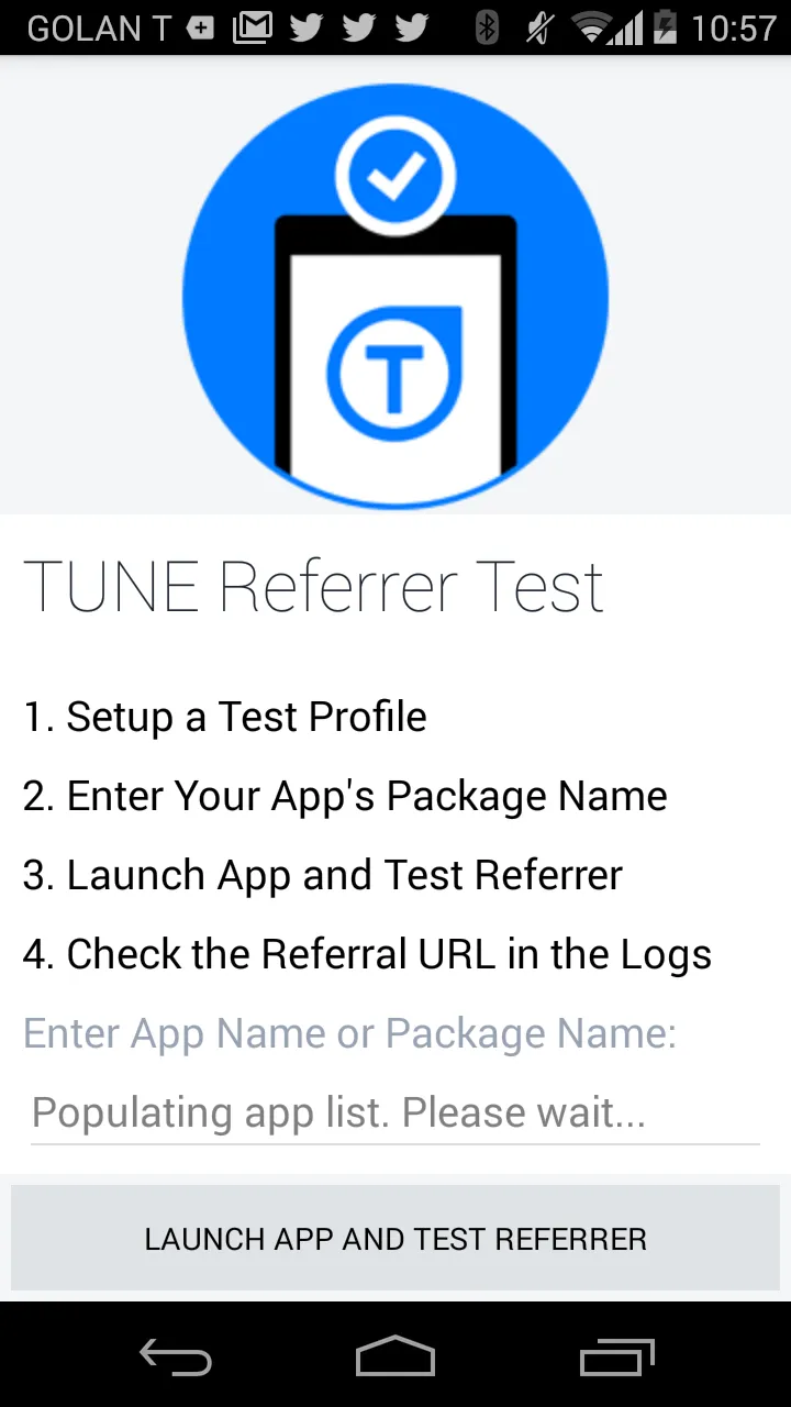 TUNE Referrer Test | Indus Appstore | Screenshot