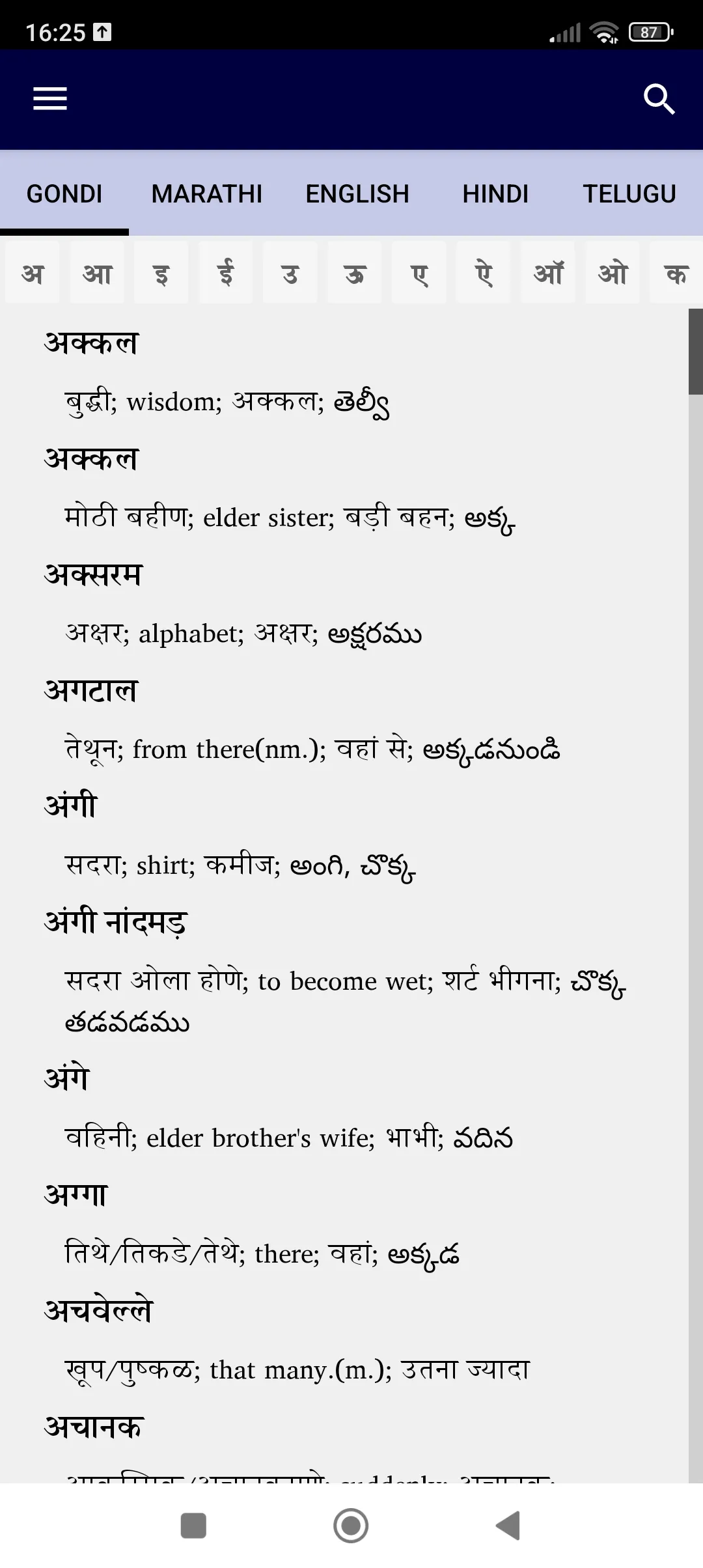 Gondi (Aheri) Dictionary | Indus Appstore | Screenshot