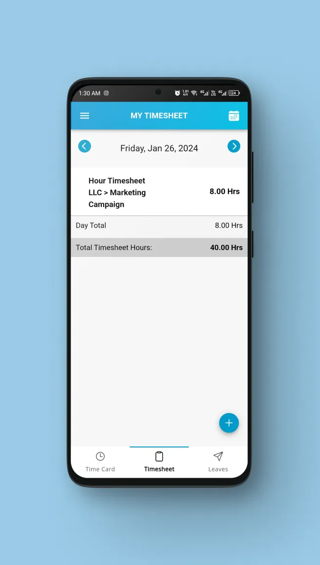 Hour Timesheet Mobile© | Indus Appstore | Screenshot