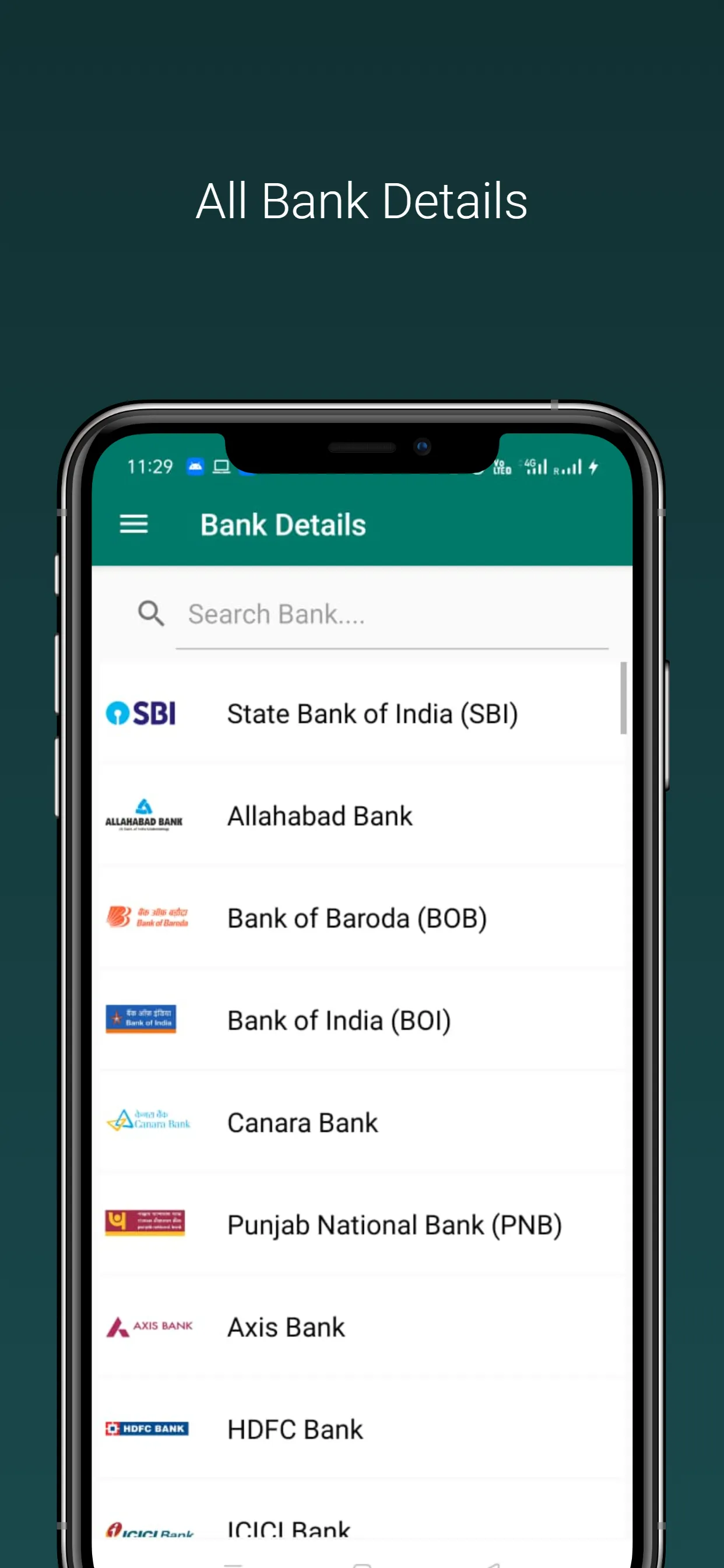 All Indian Bank Details | Indus Appstore | Screenshot