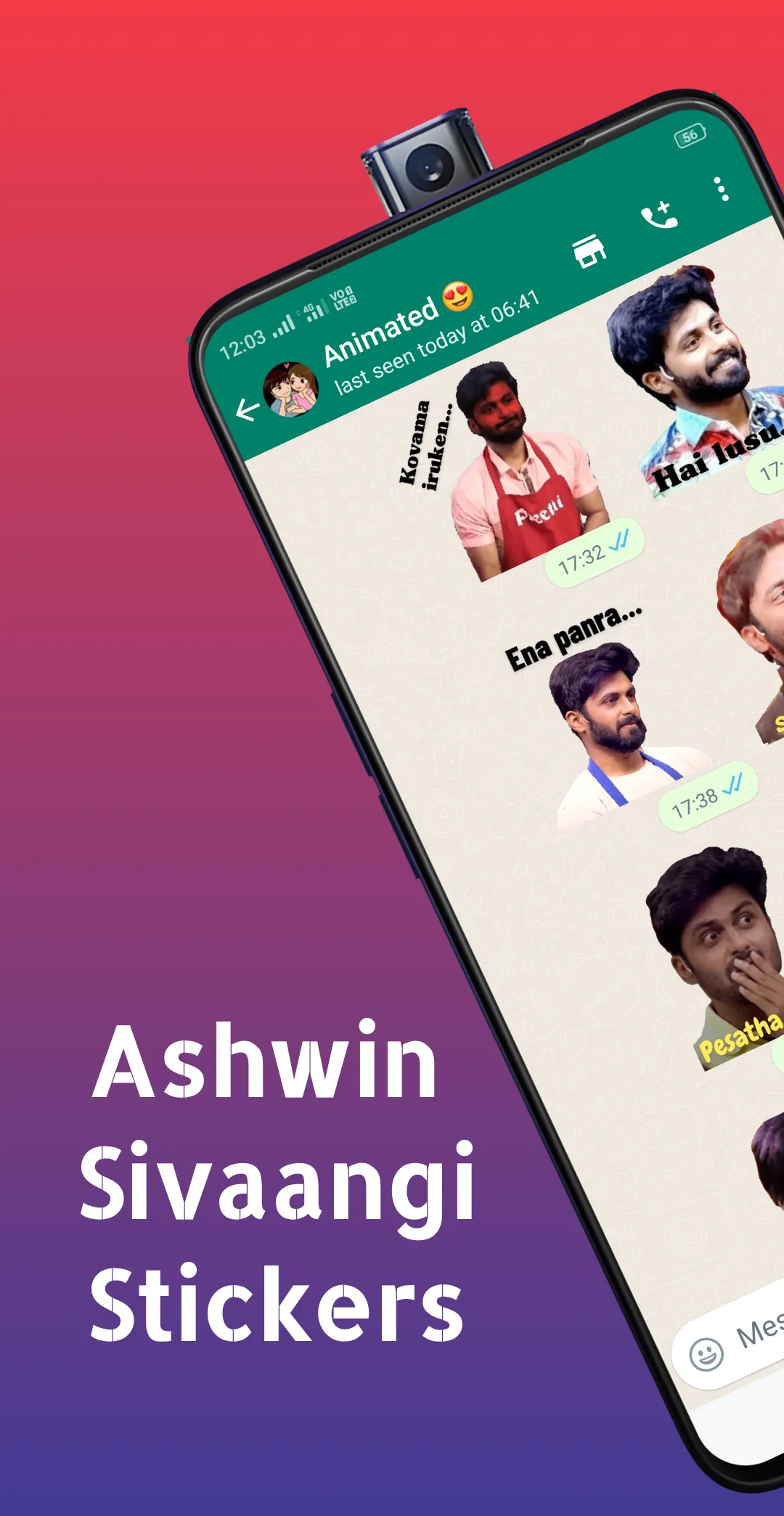 Ashwin Sivaangi Love Stickers | Indus Appstore | Screenshot