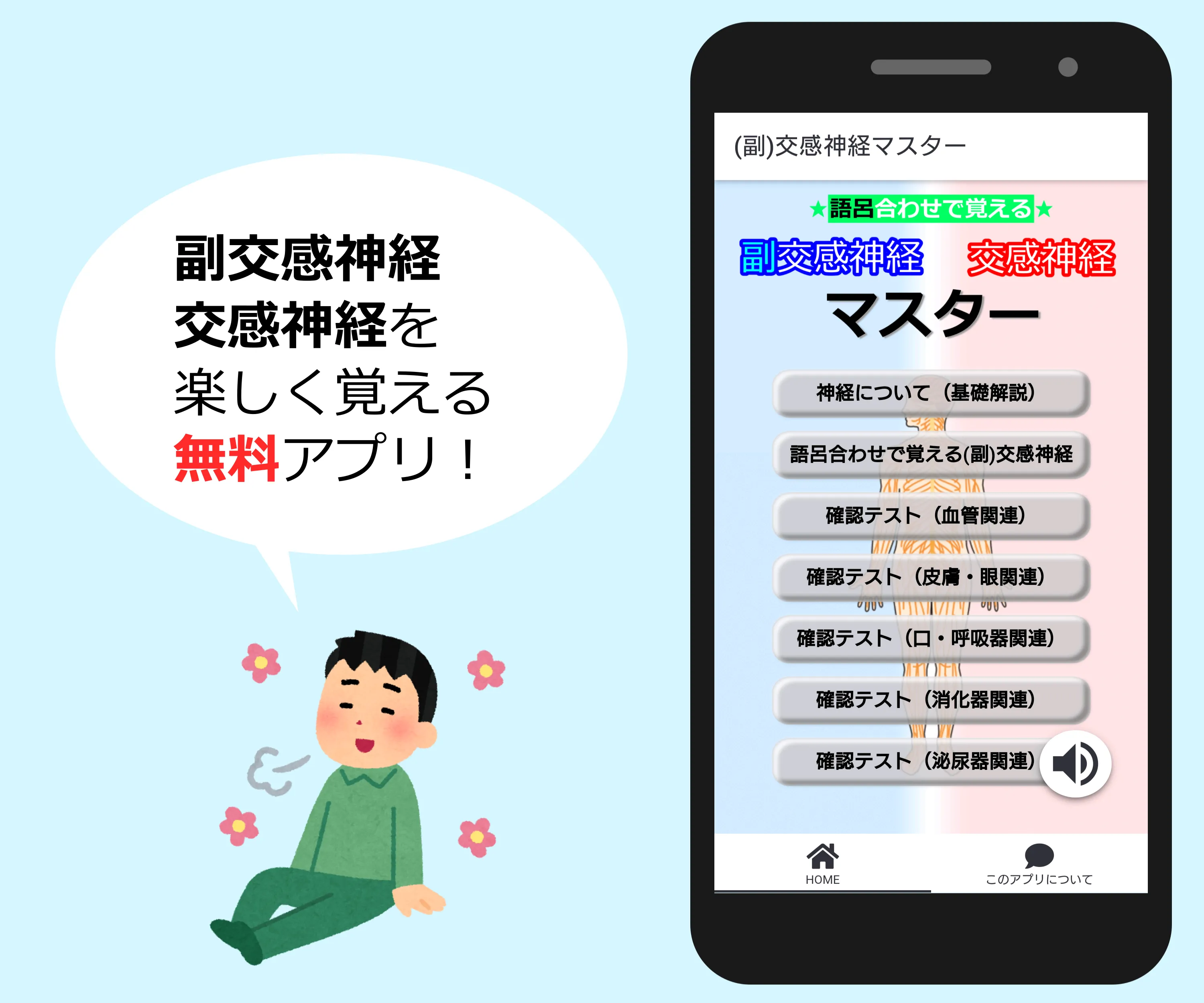 副交感神経・交感神経マスター 語呂合わせで覚える | Indus Appstore | Screenshot