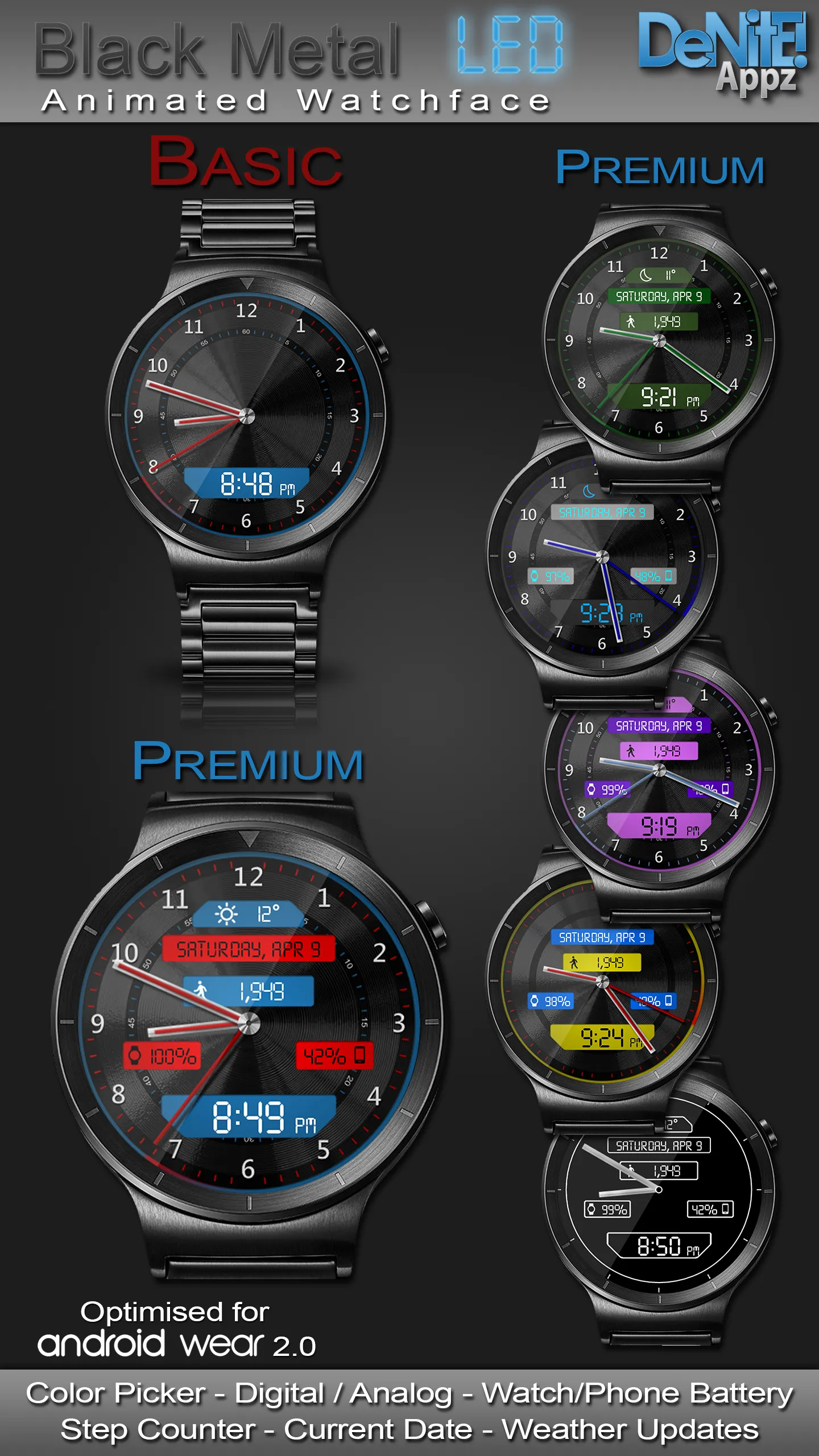 Black Metal LED HD Watch Face | Indus Appstore | Screenshot