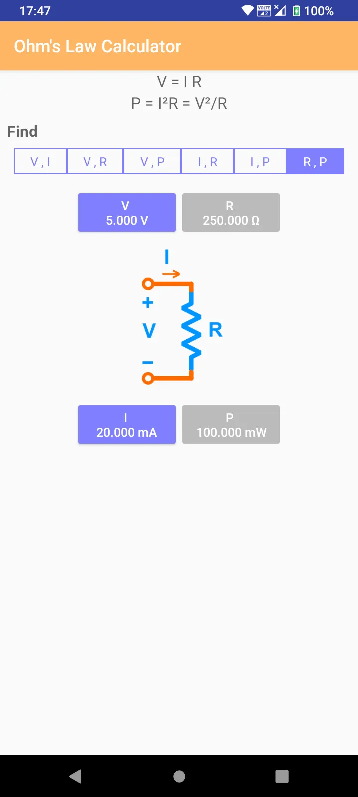 Ohm's Law Calculator | Indus Appstore | Screenshot