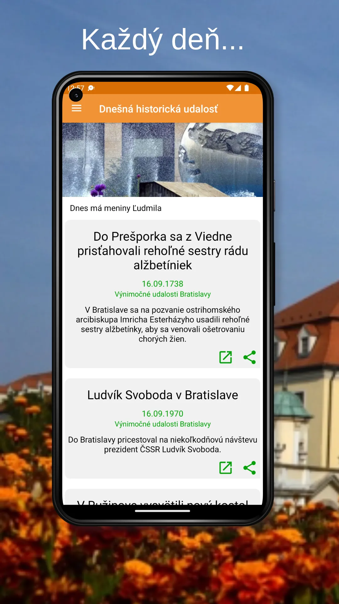 Historický kalendár Bratislavy | Indus Appstore | Screenshot