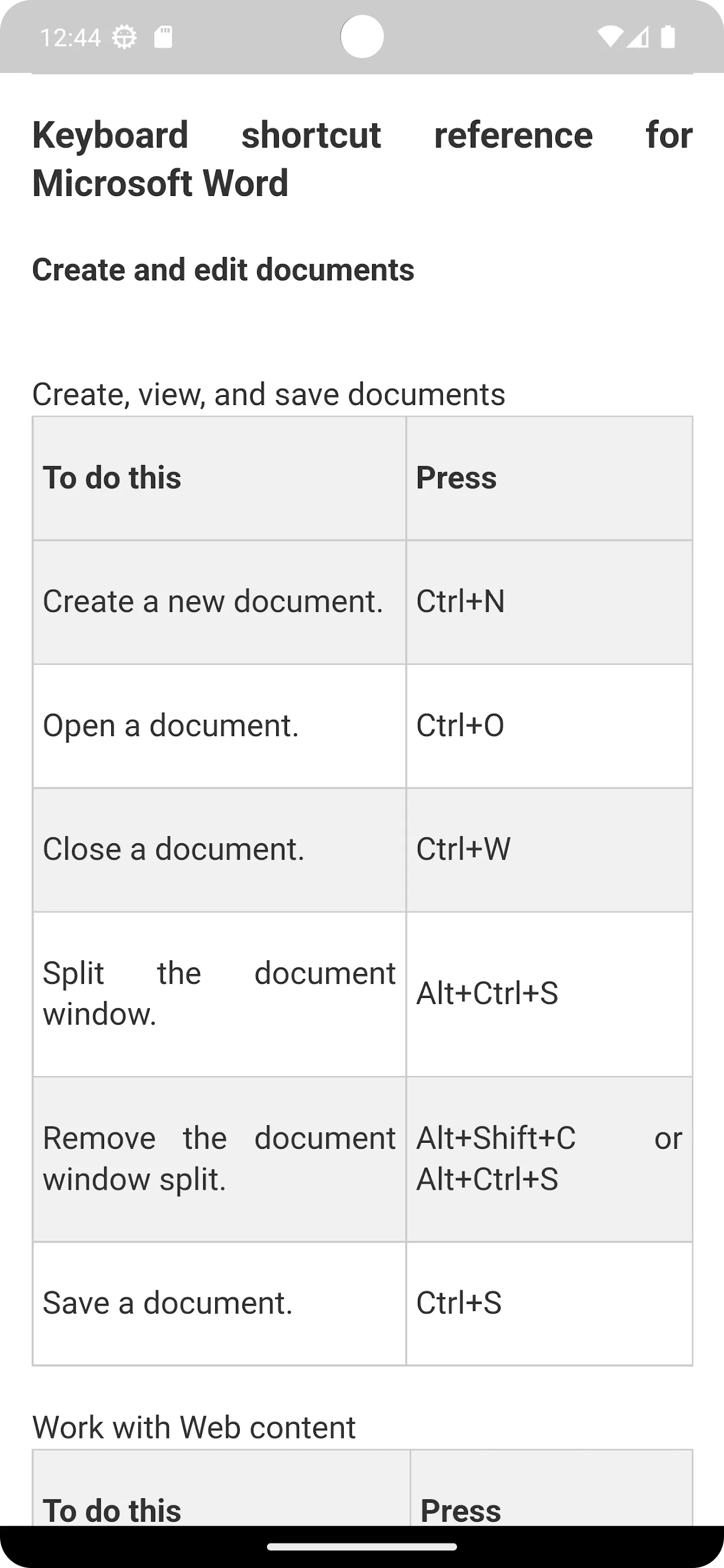 Shortcuts for MS Word | Indus Appstore | Screenshot