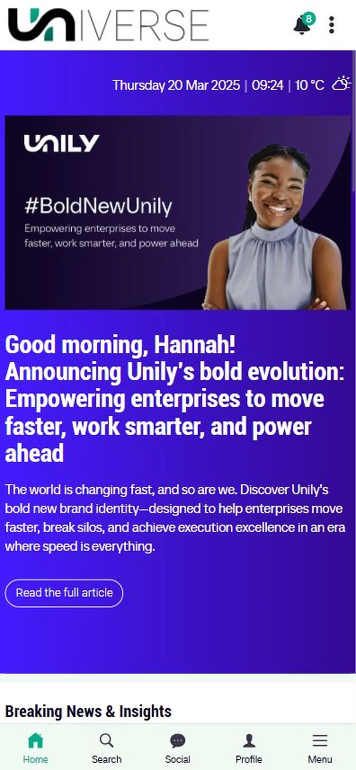 Universe by Unily | Indus Appstore | Screenshot