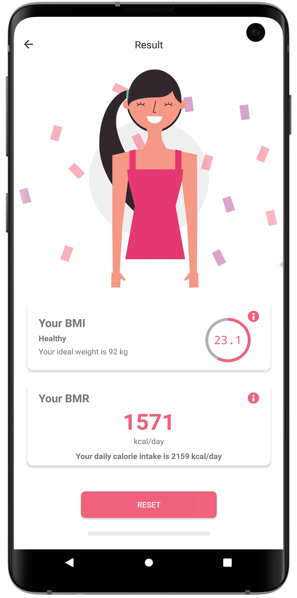 Ideal Weight BMI/BMR Stats | Indus Appstore | Screenshot