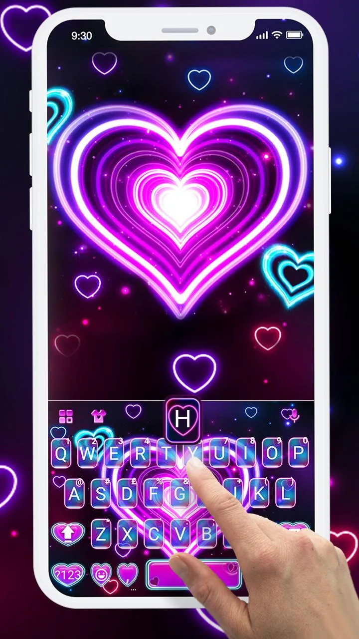 Neon 3d Heart Keyboard Theme | Indus Appstore | Screenshot