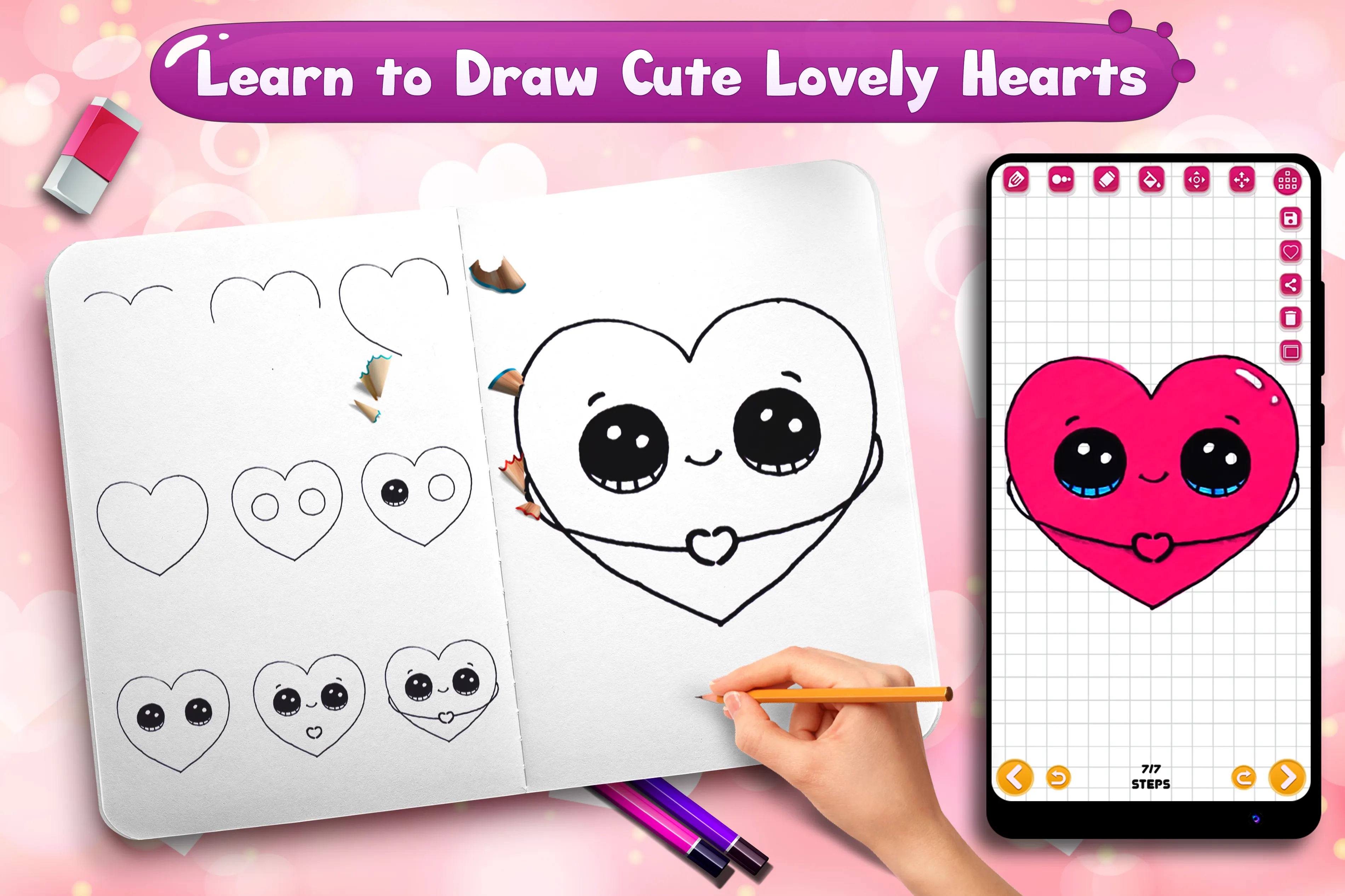 Learn to Draw Lovely Hearts | Indus Appstore | Screenshot