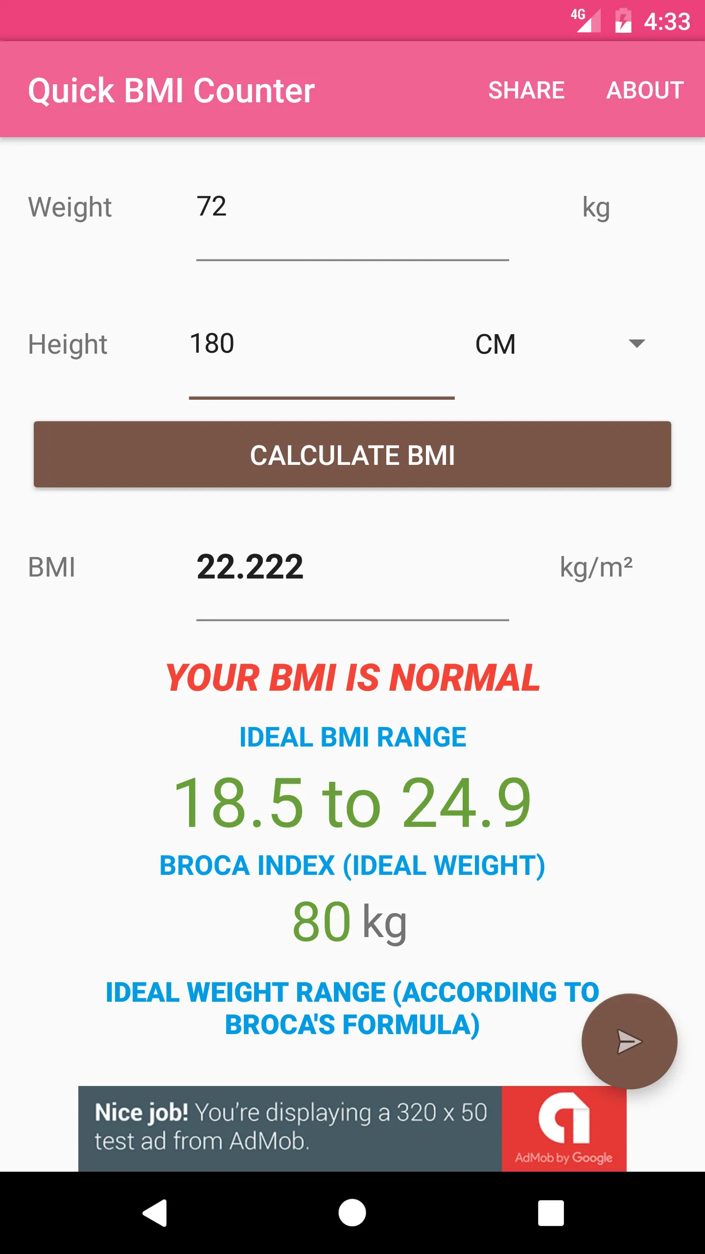 Quick BMI Counter | Indus Appstore | Screenshot