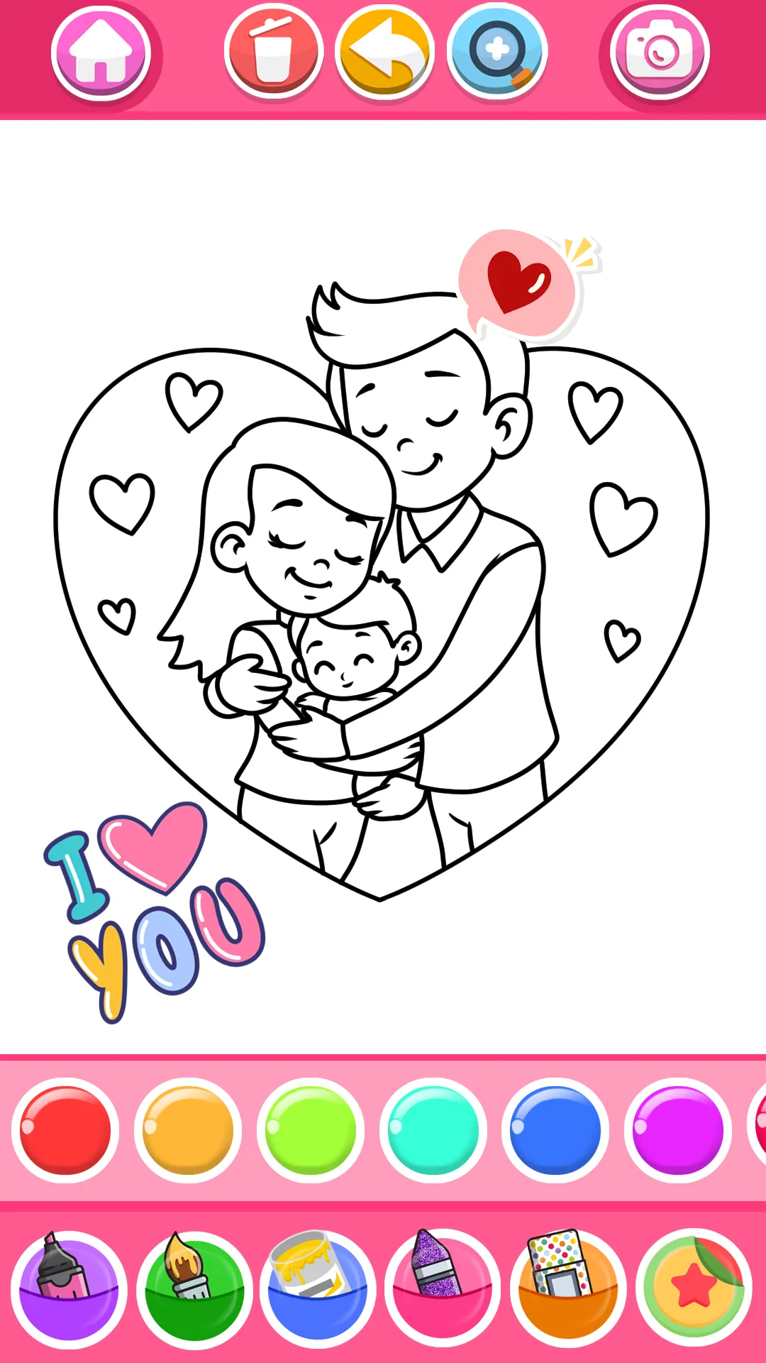 Glitter Heart Love Coloring | Indus Appstore | Screenshot