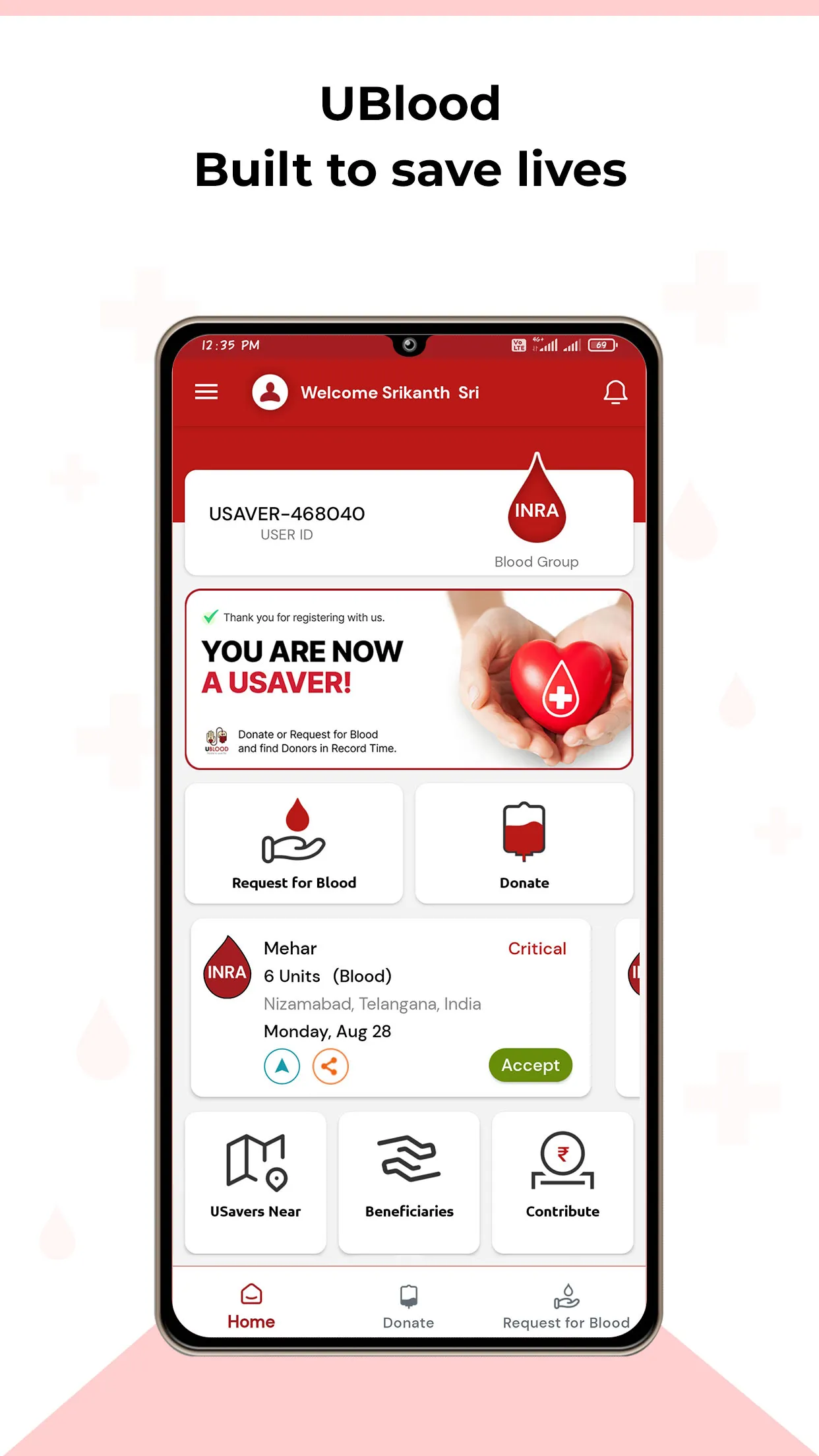 UBLOOD: Find Blood Donors | Indus Appstore | Screenshot