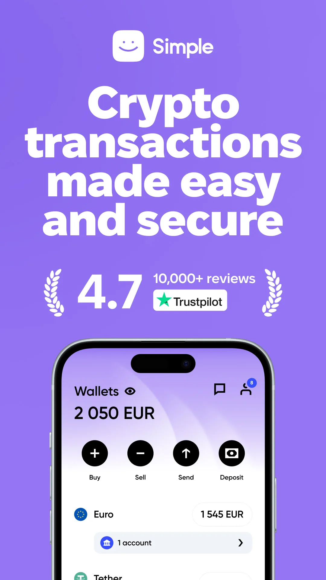 Simple: Buy Сrypto BTC, USDT | Indus Appstore | Screenshot