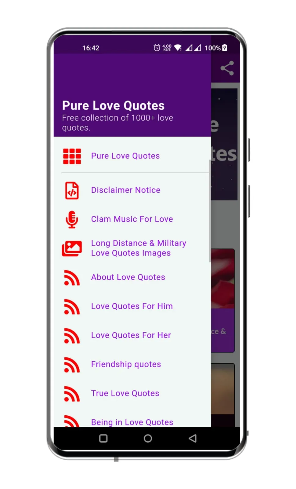 Pure Love Quotes | Indus Appstore | Screenshot