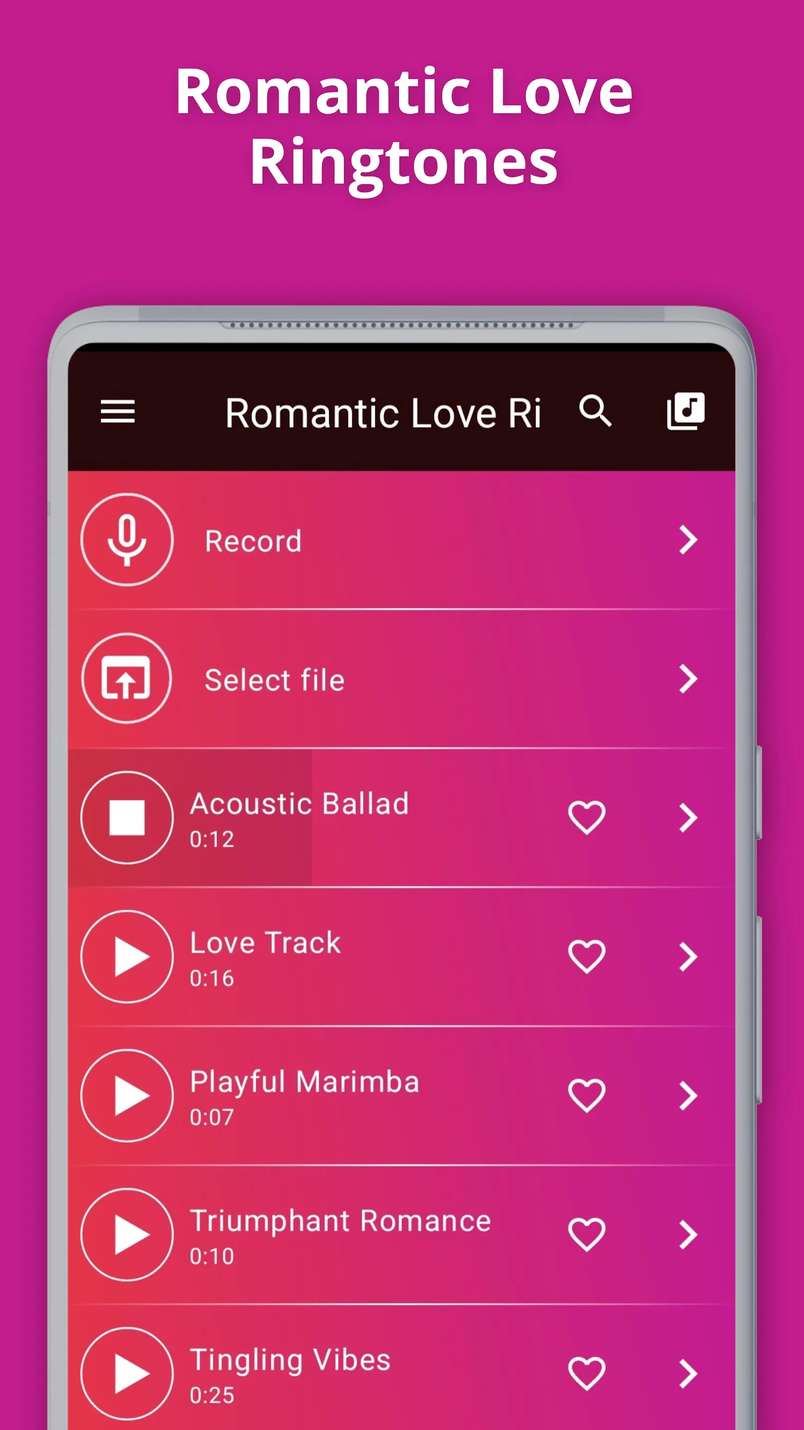 Romantic Love Ringtones | Indus Appstore | Screenshot