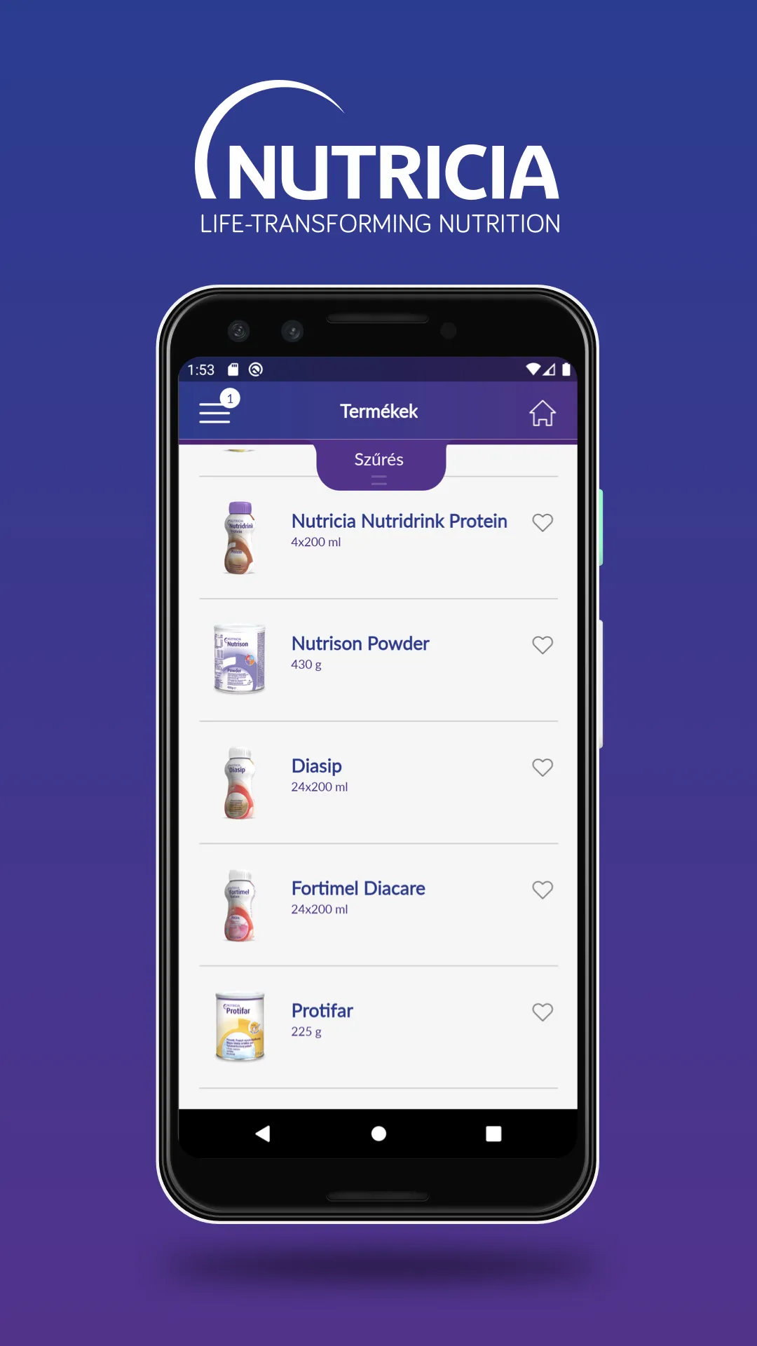 Nutricia Termékválasztó | Indus Appstore | Screenshot