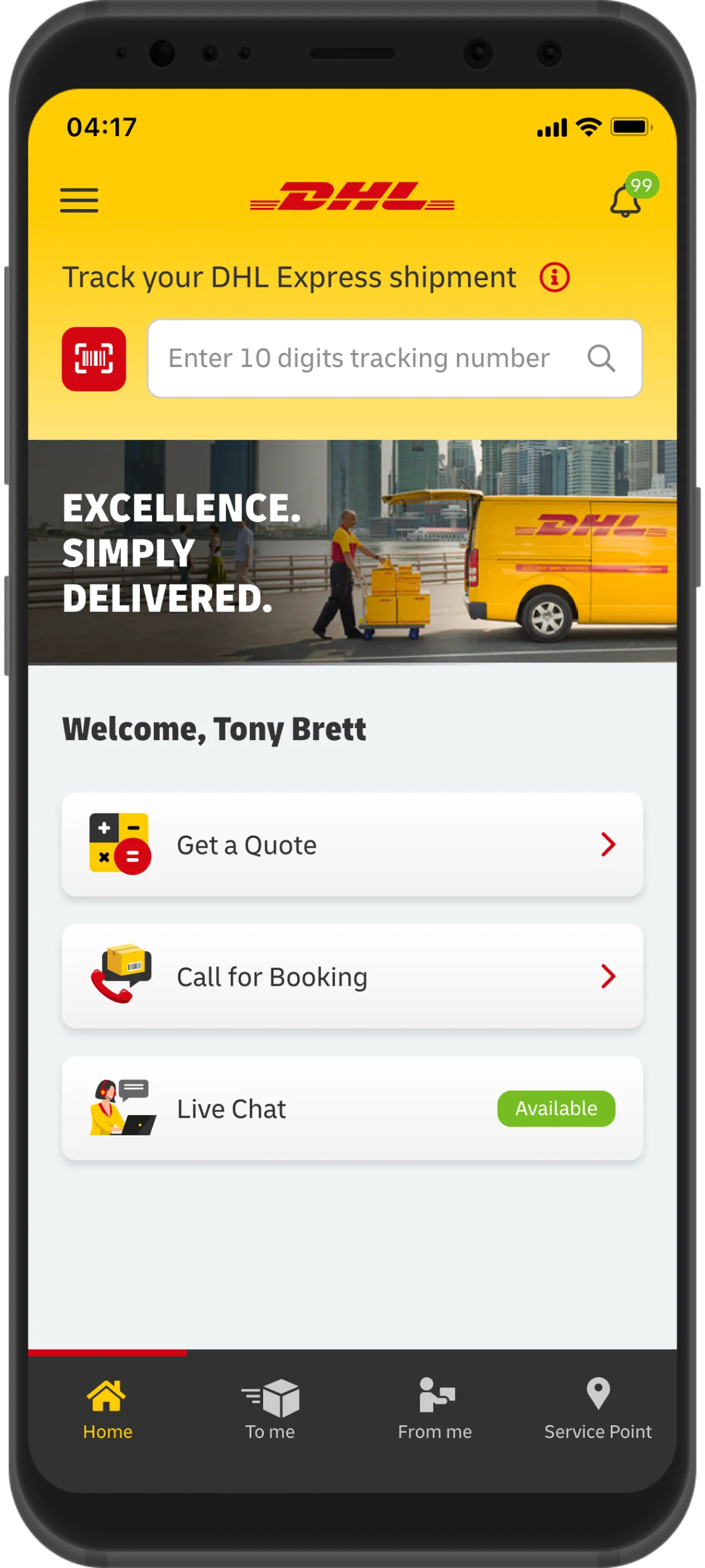DHL Express Mobile | Indus Appstore | Screenshot