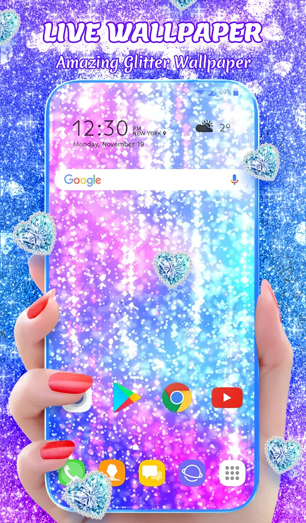 Neon Glitter Wallpaper Theme | Indus Appstore | Screenshot