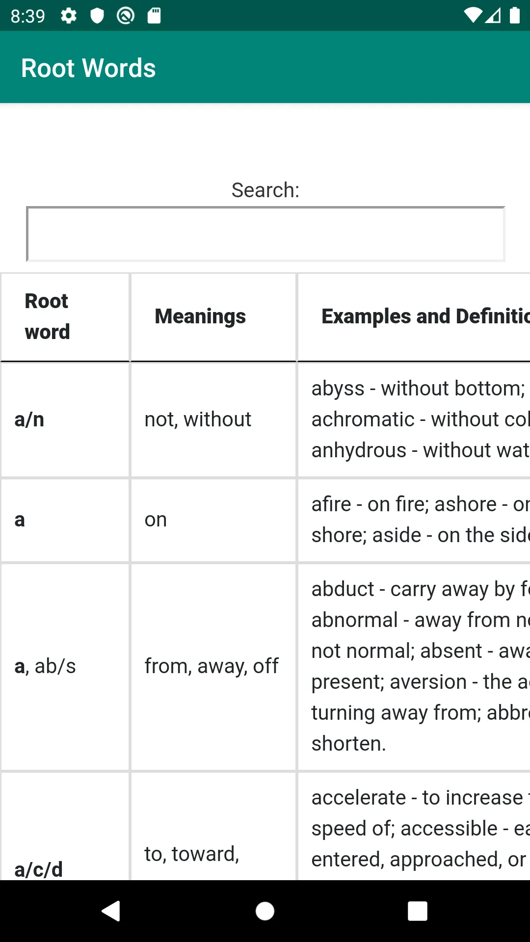 English Root Words & Meanings | Indus Appstore | Screenshot