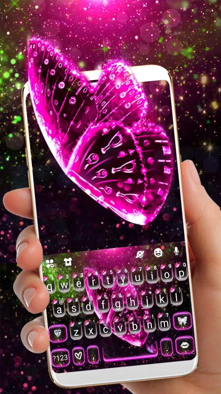 Glitter Pink Butterfly Keyboar | Indus Appstore | Screenshot