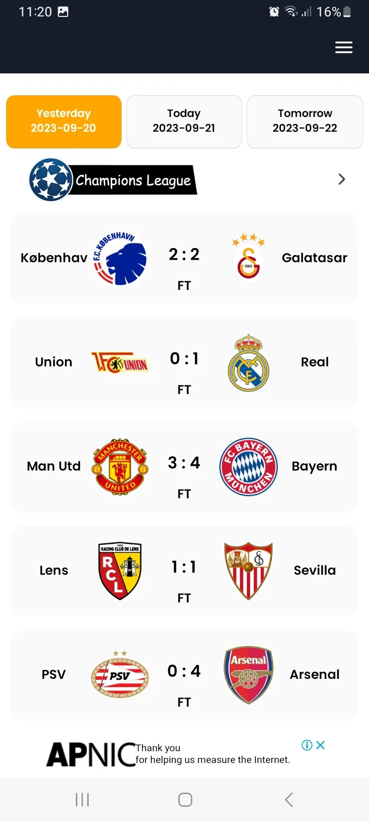 Live Football Scores | Indus Appstore | Screenshot