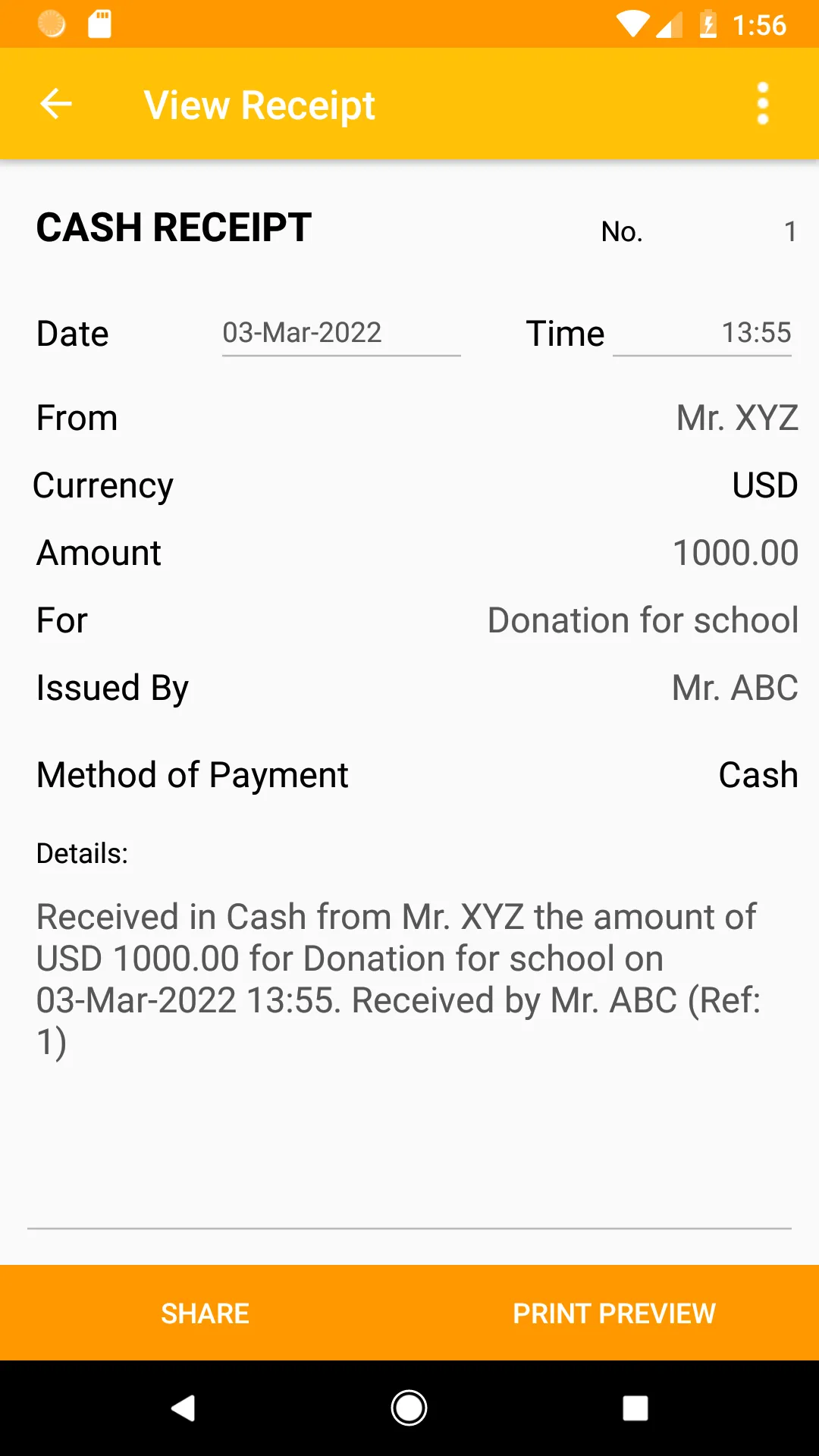 Donation Receipt | Indus Appstore | Screenshot