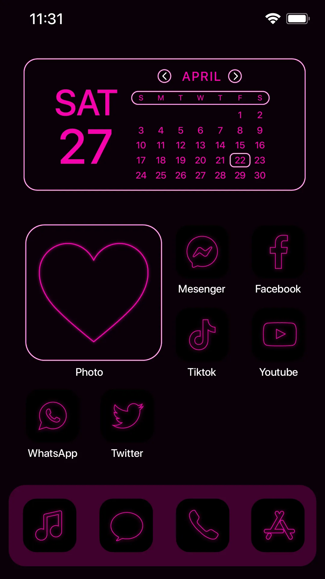 Wow Pink Neon Theme, Icon Pack | Indus Appstore | Screenshot